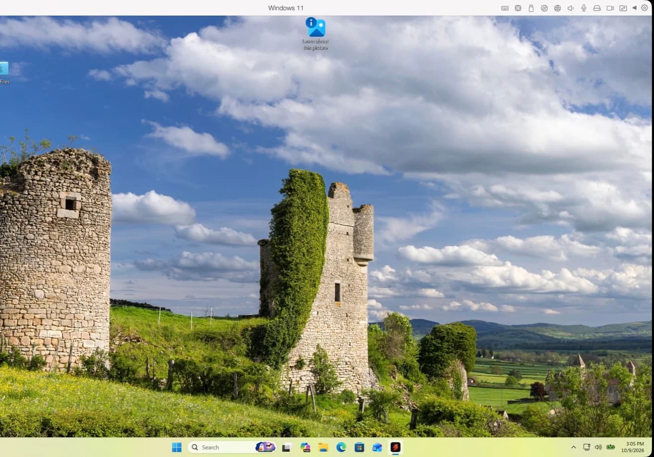 Windows 11-ის სამუშაო მაგიდა Parallels-ის ფანჯარაში